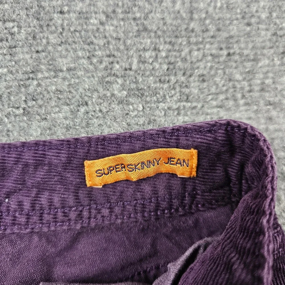 Tory Burch Super Skinny Corduroy Pants Purple Plum Gold Logo Size 25
